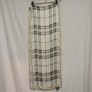 V. Fraas 100% Silk Scarf - Classic Beige Nova Check Plaid - RN 66349